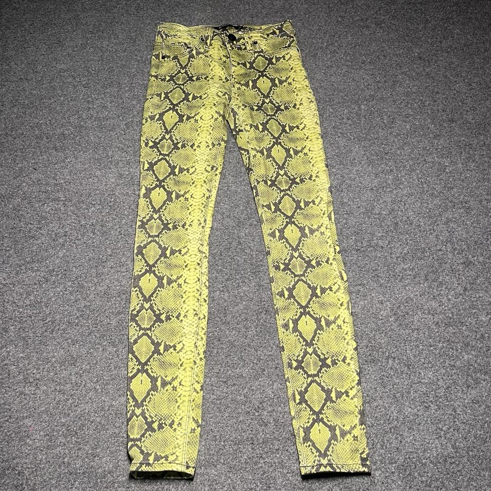 Hudson Jeans Womens 24 Nico Midrise Super Skinny Green Snake Skin Print